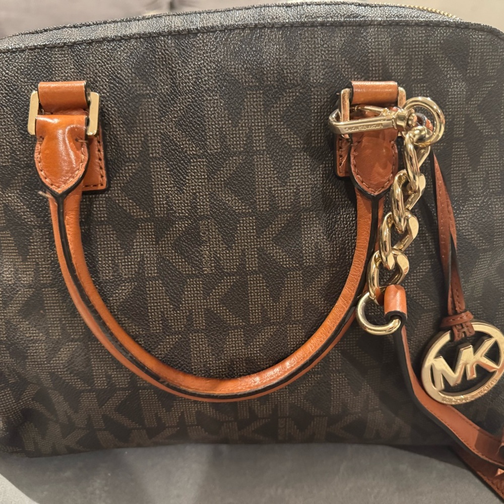 Michael Kors Dark Brown Satchel with Gold Accents